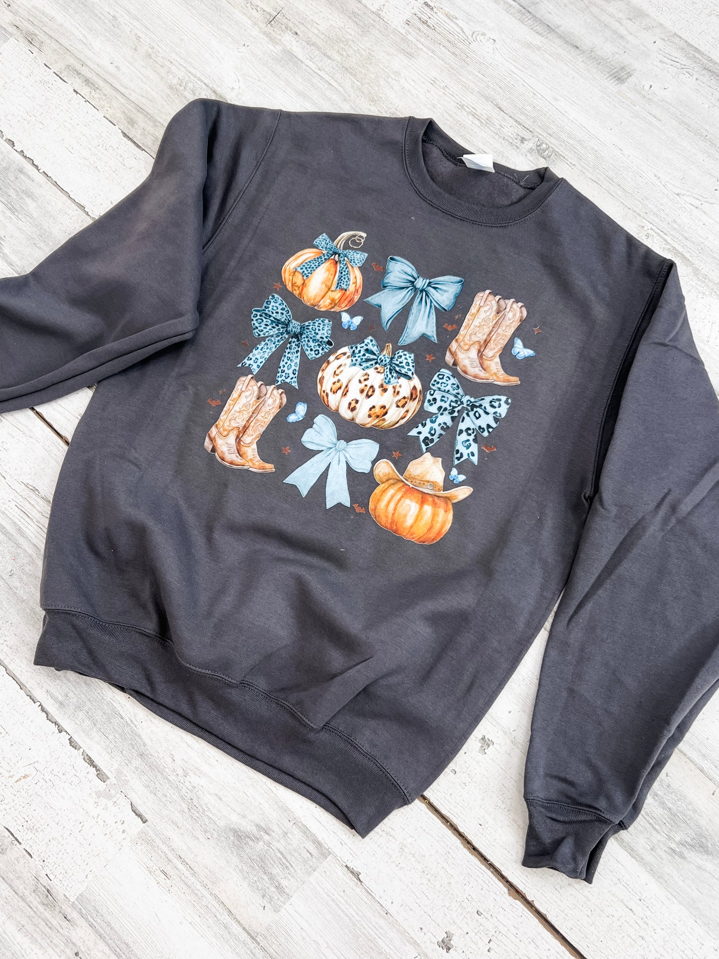Pumpkins and Boots Fall Sweatshirt!