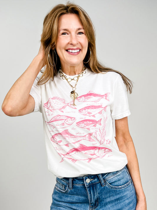 Vintage Pink Fish Graphic Tee