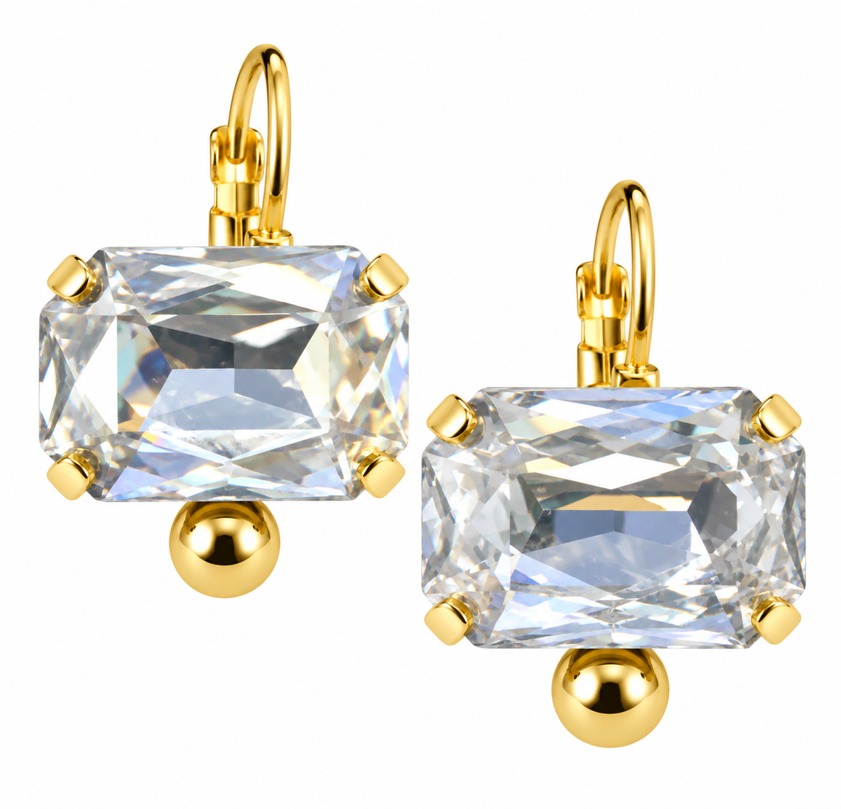 Crystal Bead Drop Earrings in Clear