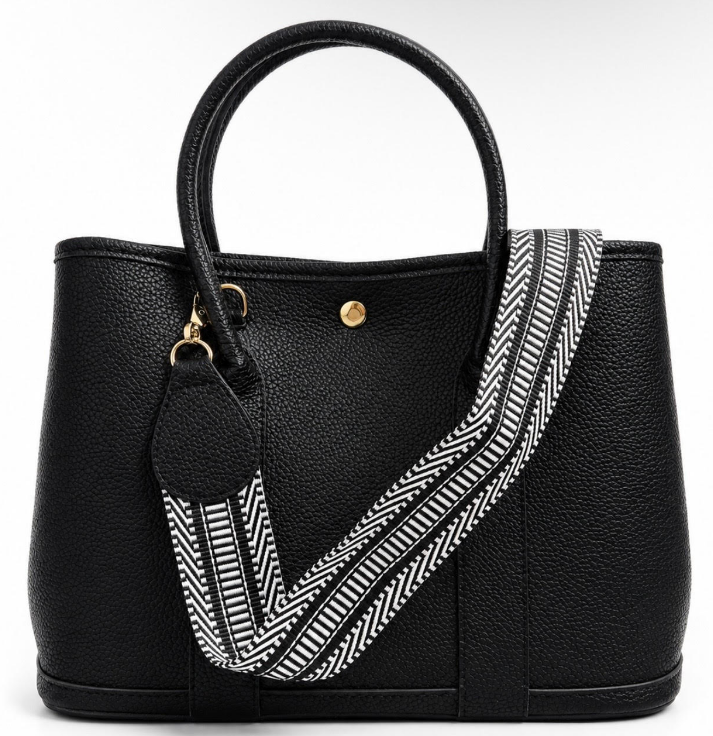 The Harbor Luxe Leather Tote-Black