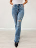 Judy Blue American Girl Mid-Rise Distressed Hem Bootcut Jeans