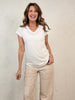 Short Sleeve V-Neck Pointelle Top