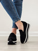 Corkys Sheesh Platform Loafers in Black Faux Suede