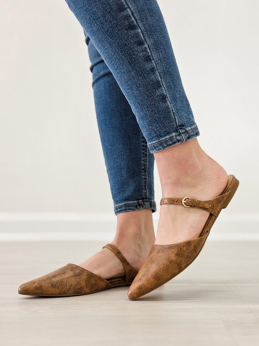Corkys Wanna Grab Drinks Flats in Cognac Distressed