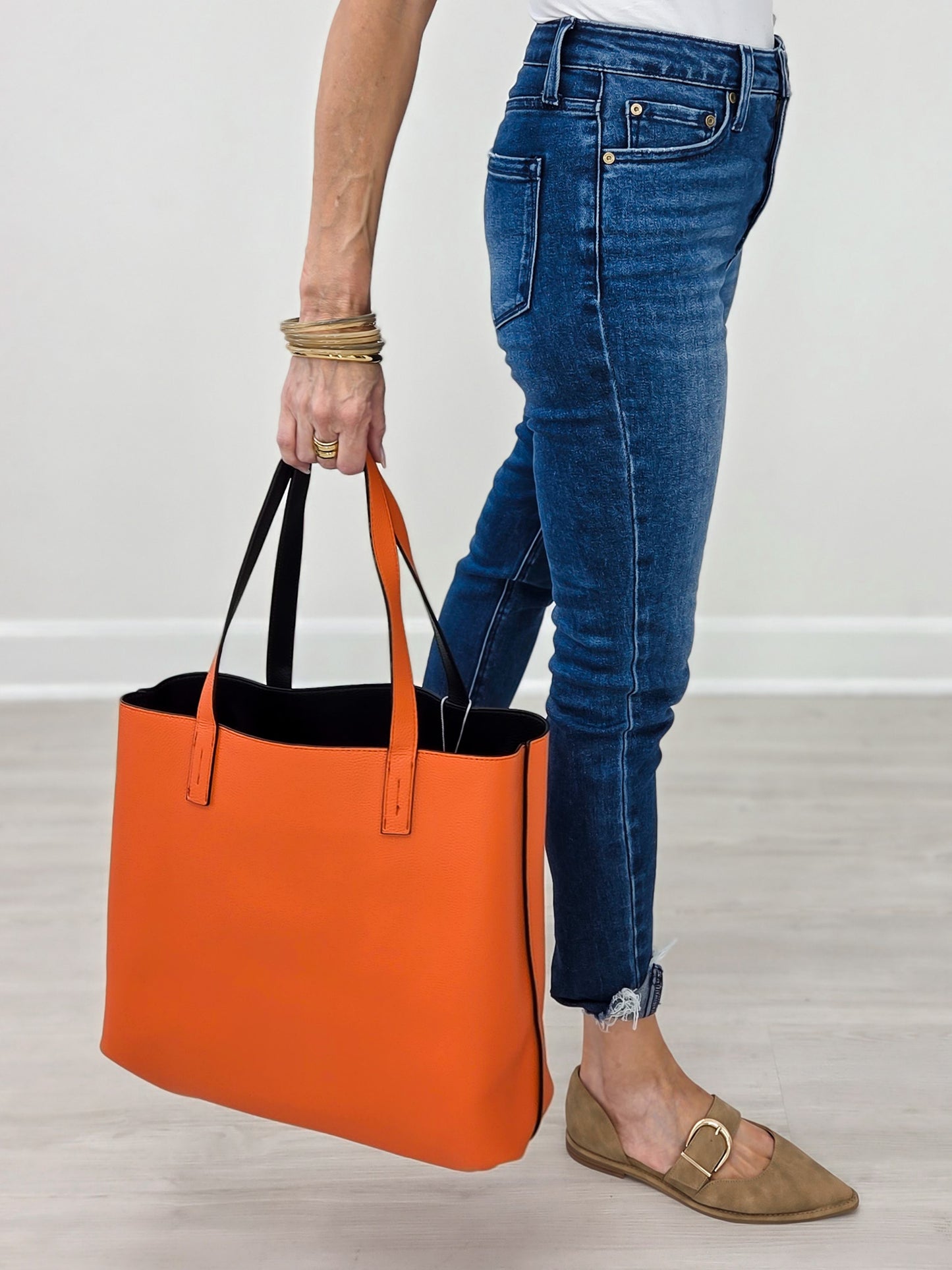 Reversible Never Full Everyday Tote Bag - Black/Orange