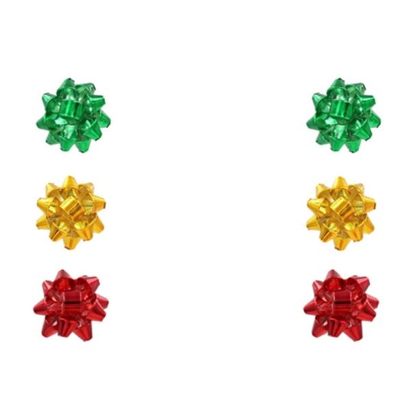 Holiday Metal Bow Stud Multi Earrings