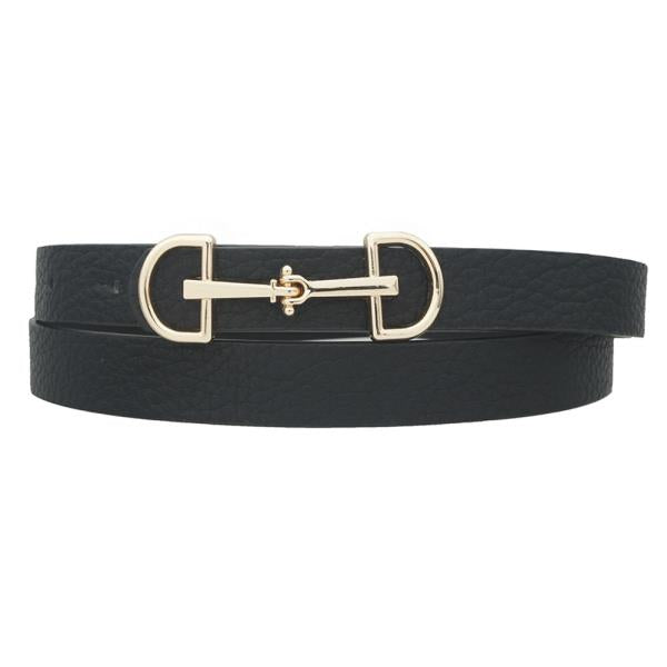 Lux D Ring Horse Bit Buckle Skinny Belt