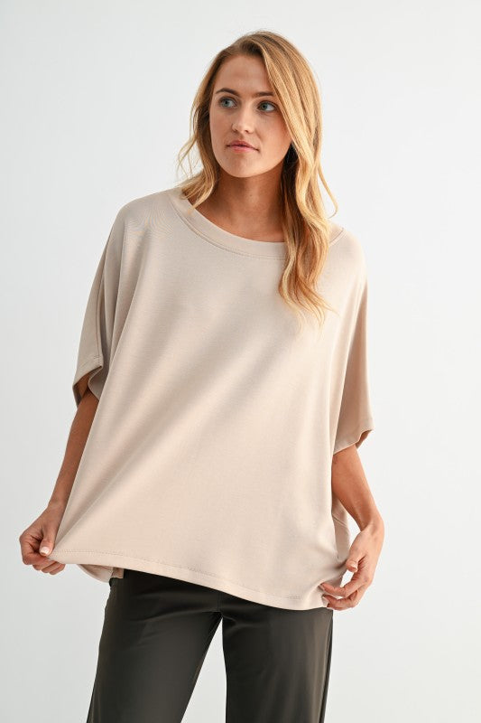 Elbow Length Dolman Sleeves Boatneck Top - GROUP B