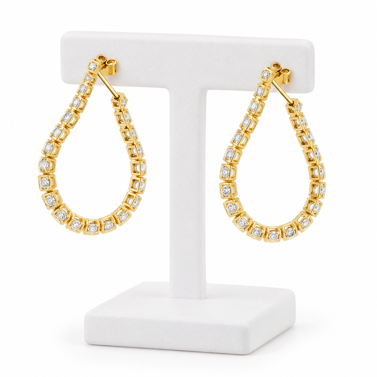 2.5 Inches 14K Gold Loop Inside Out Earring Post Back