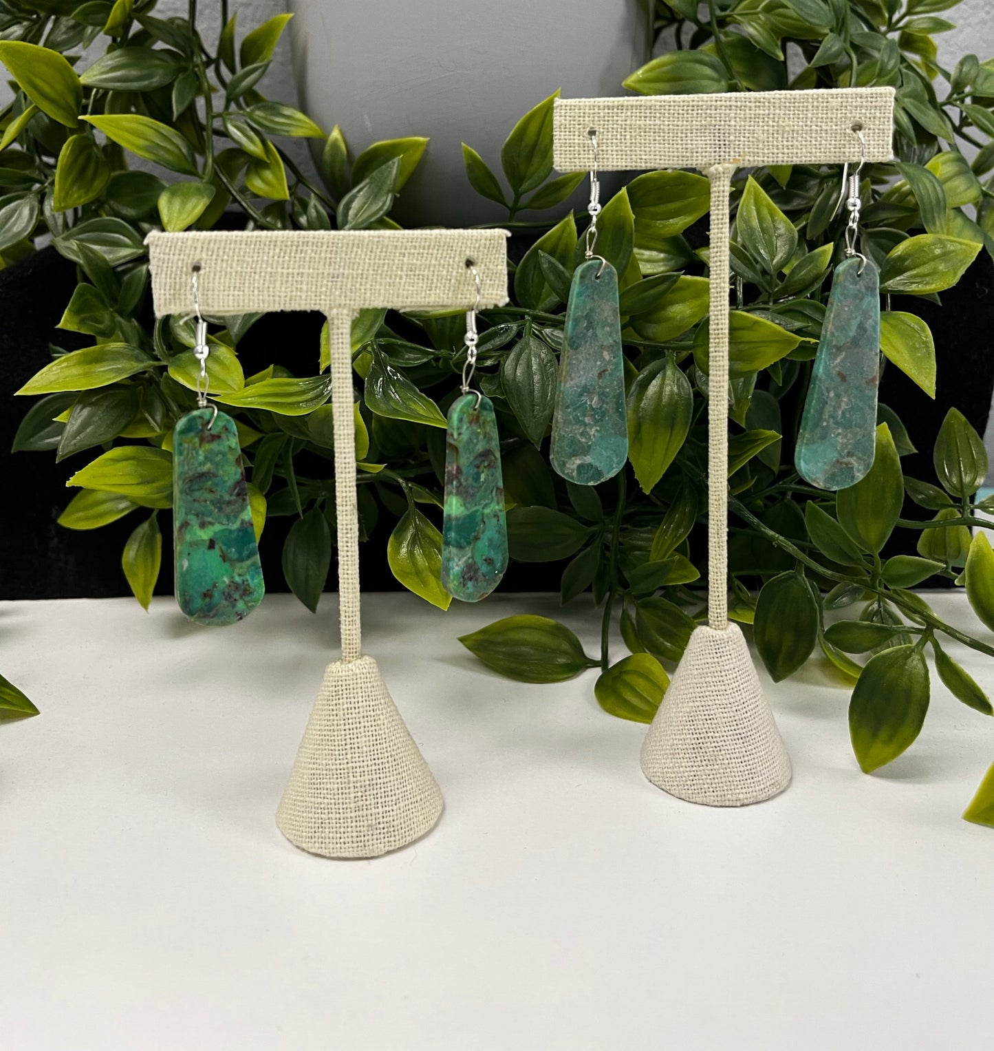 Natural Chrysocolla Drop Earrings