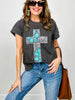 Turquoise Cross Graphic Tee