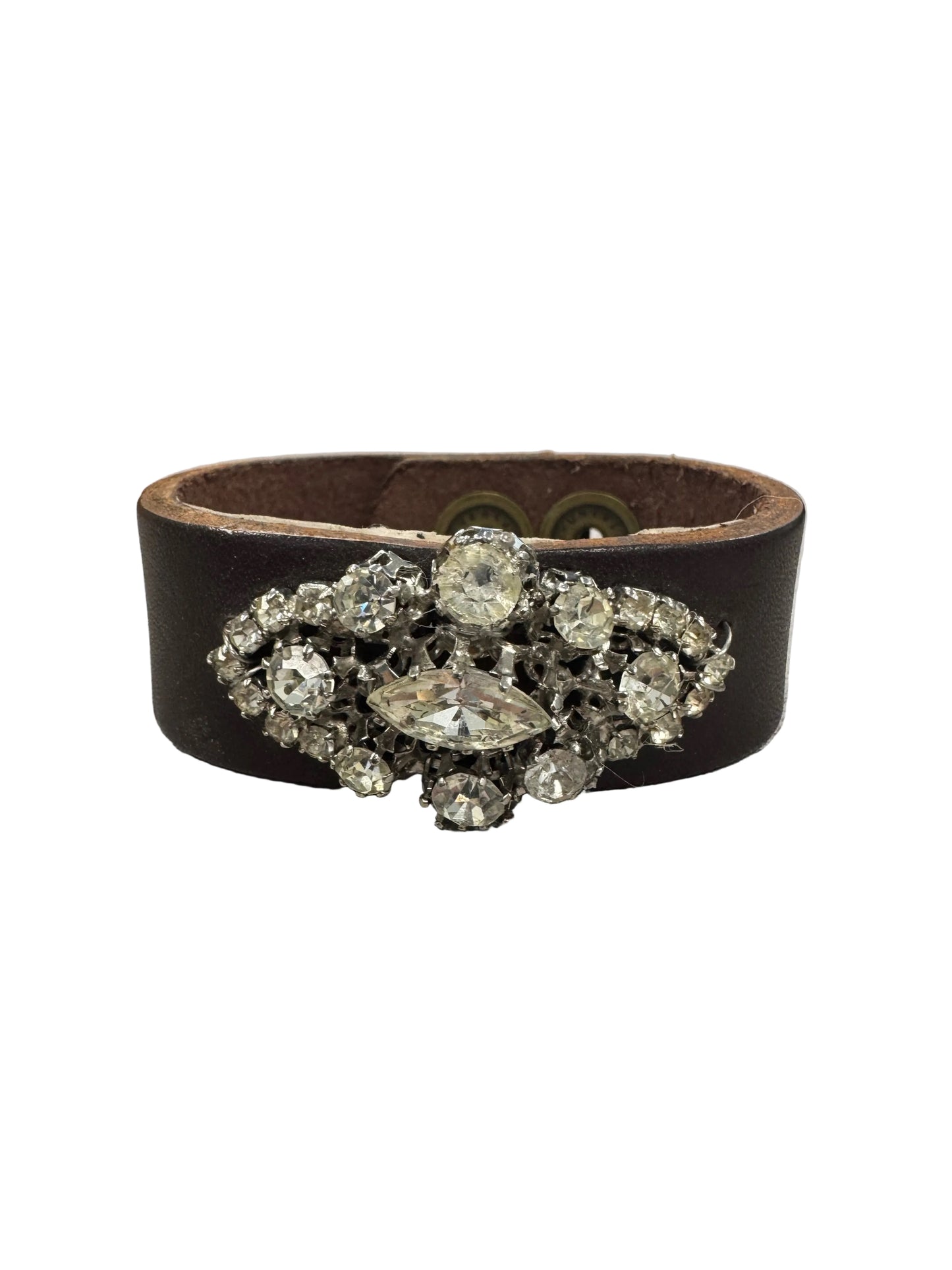 Star Brooch Leather Cuff Bracelet