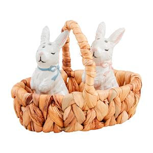 Mud Pie Bunny Salt & Pepper Basket Set