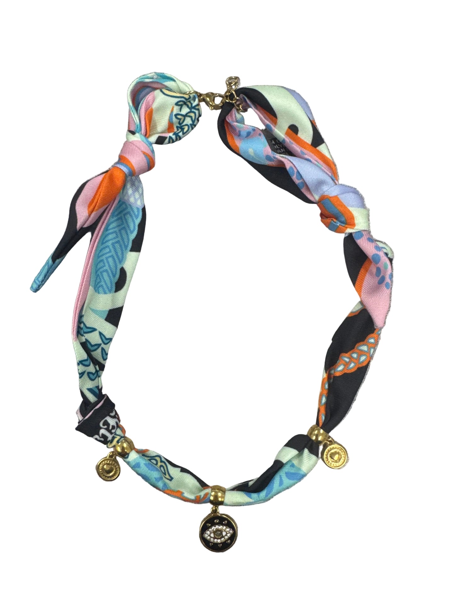Evil Eye Charm Knotted Scarf Necklace