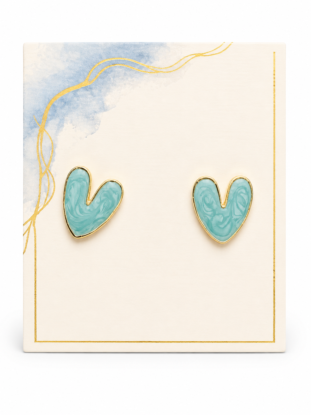 Shiny Turquoise Heart Earrings