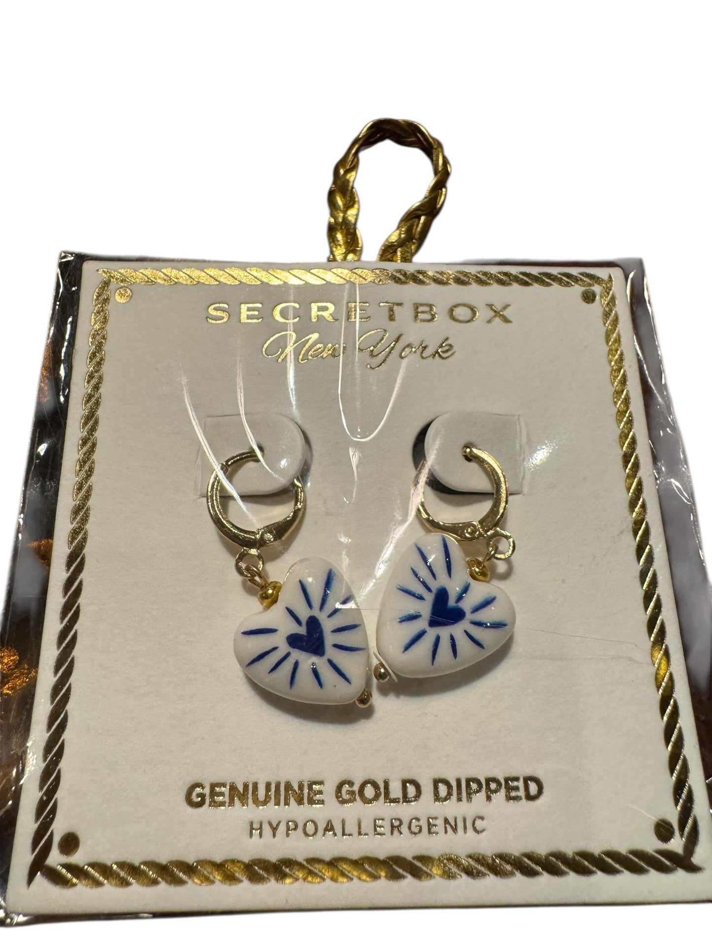 Blue Heart Huggie Earring