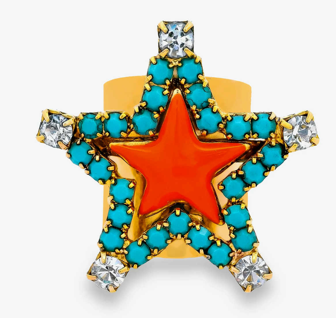 TOVA Super Star Ring With Turquoise And Enamel