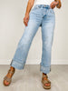 MICA Denim High Rise Wide Leg Tummy Tuck Embroidered Jeans
