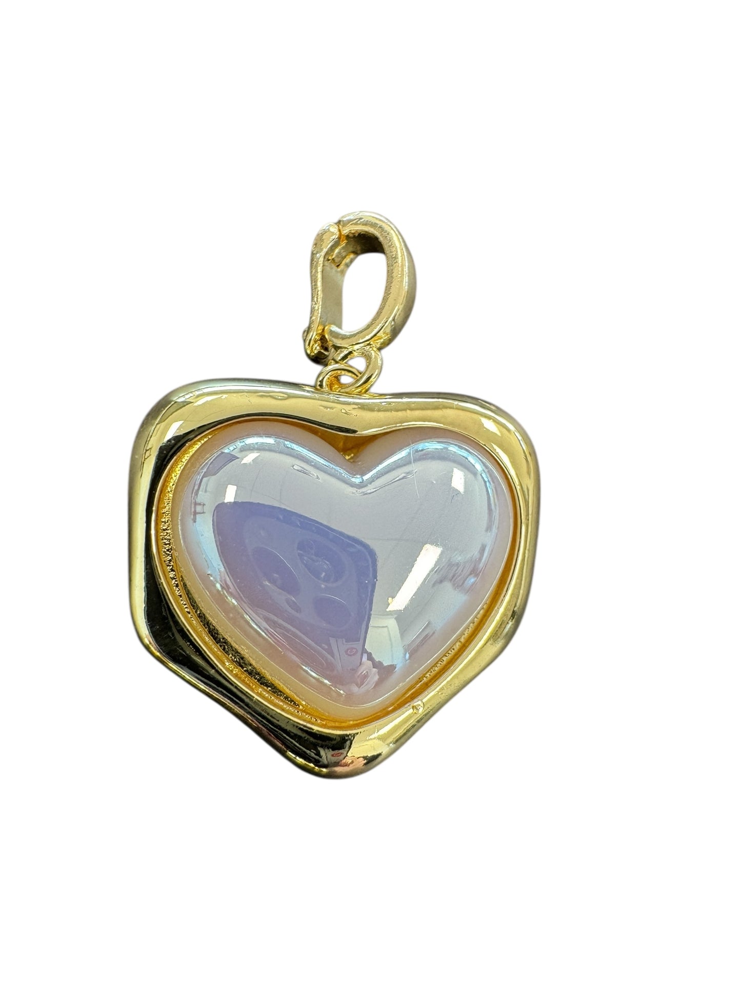 Puffy Pearl Heart Gold Charm