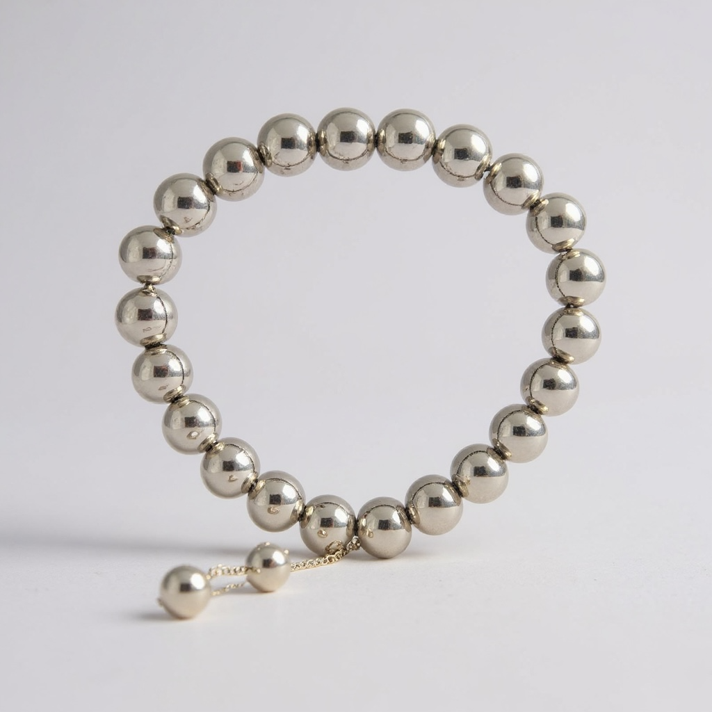 Adjustable Silver Beaded Bracelet
