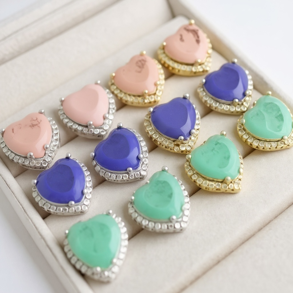 CZ Crystal Heart Stone Post Earrings in Gold