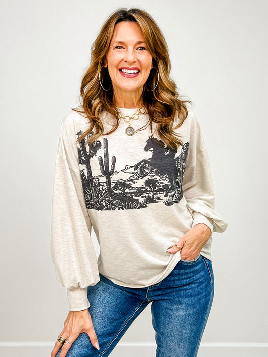 Western Graphic Long Sleeve Sweatshirt