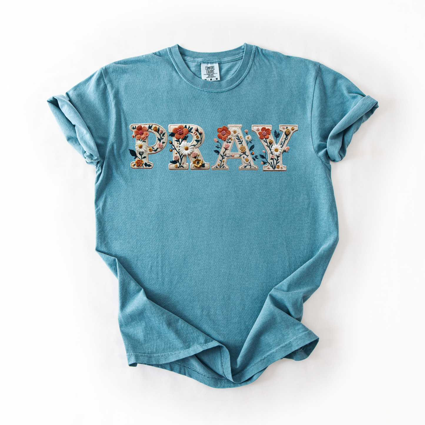 Embroidered Pray Graphic Tee
