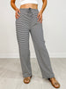 Striped Knit Elastic Waist Pants with Pockets