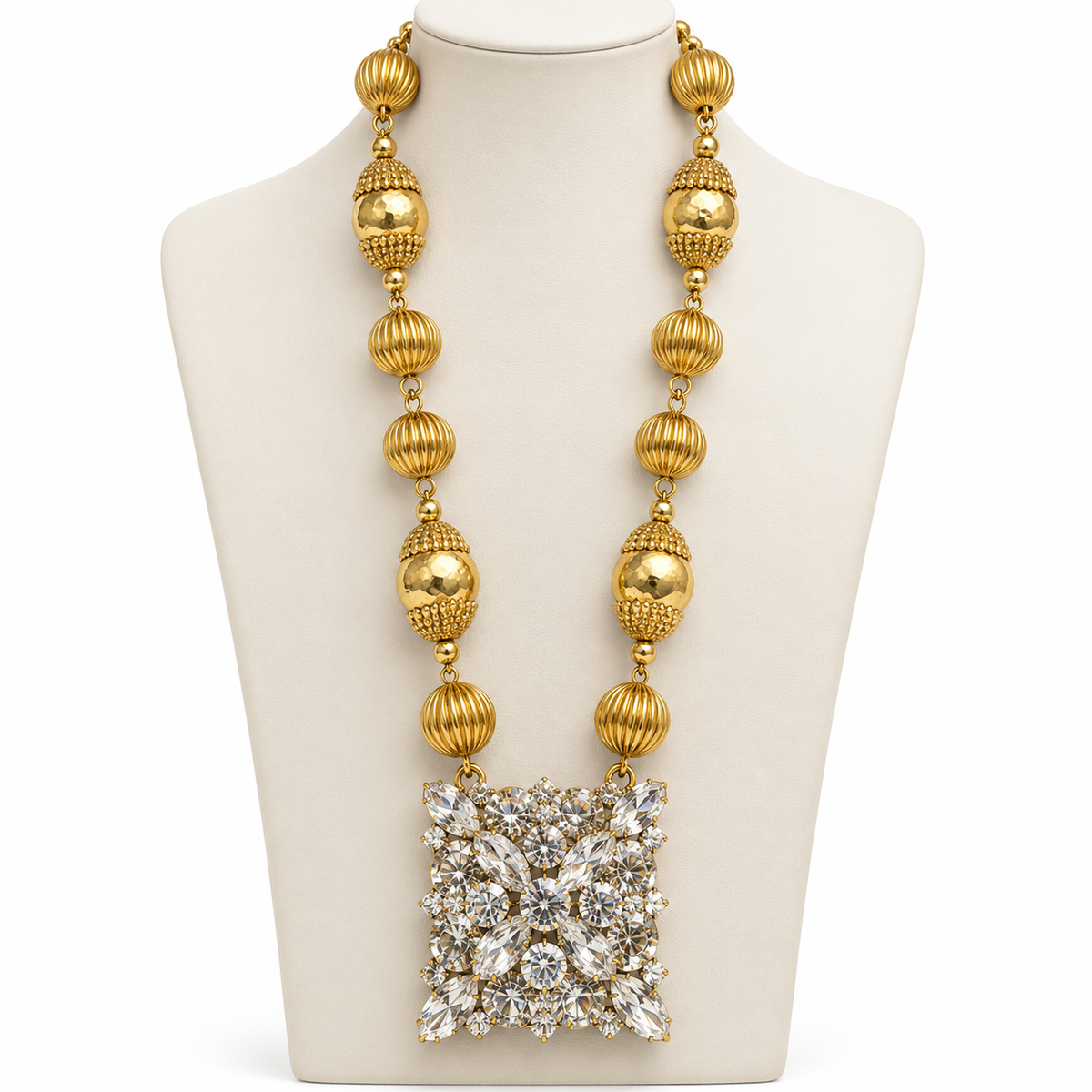 Golden Radiance Crystal Pendant Necklace