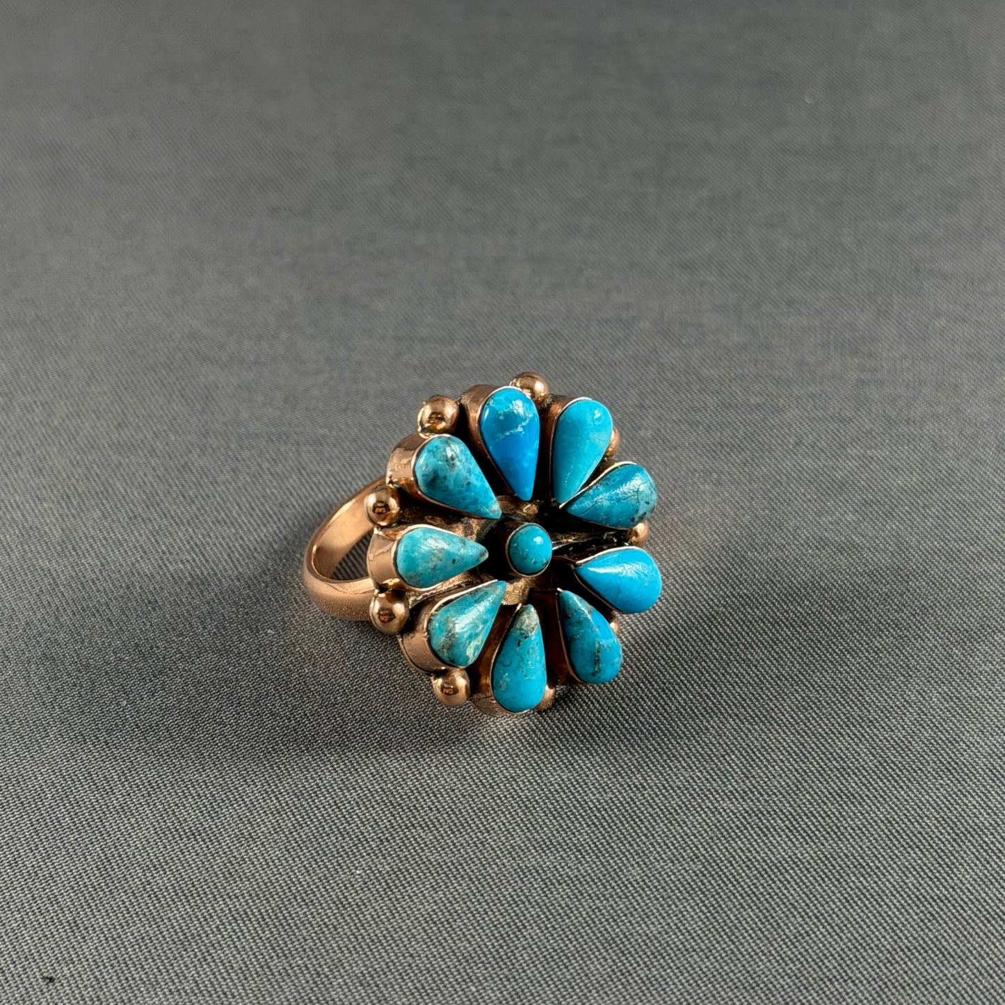 Copper 1” Circle Cluster Adjustable Ring