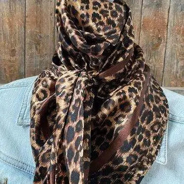 35X35" Brown Leopard Wild Rag/Scarf