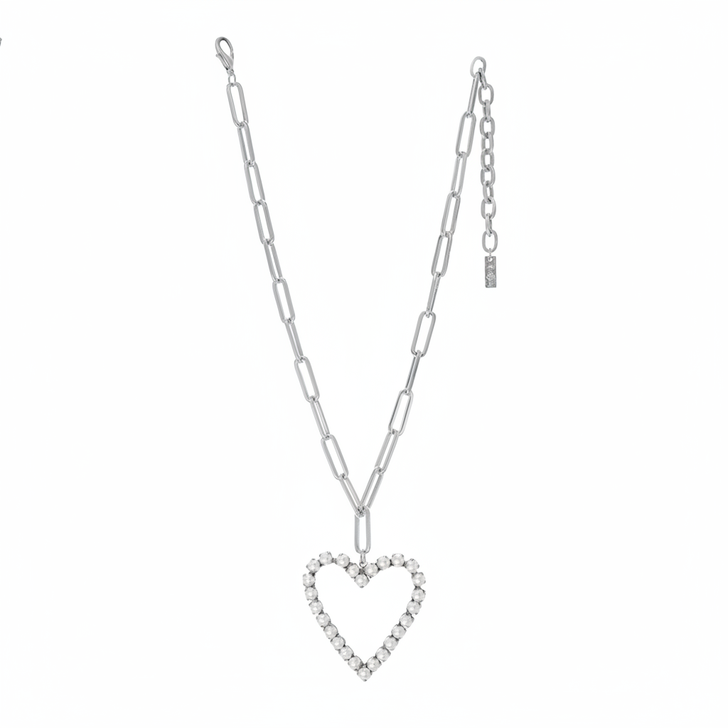 TOVA Pop Heart Necklace in Pearls