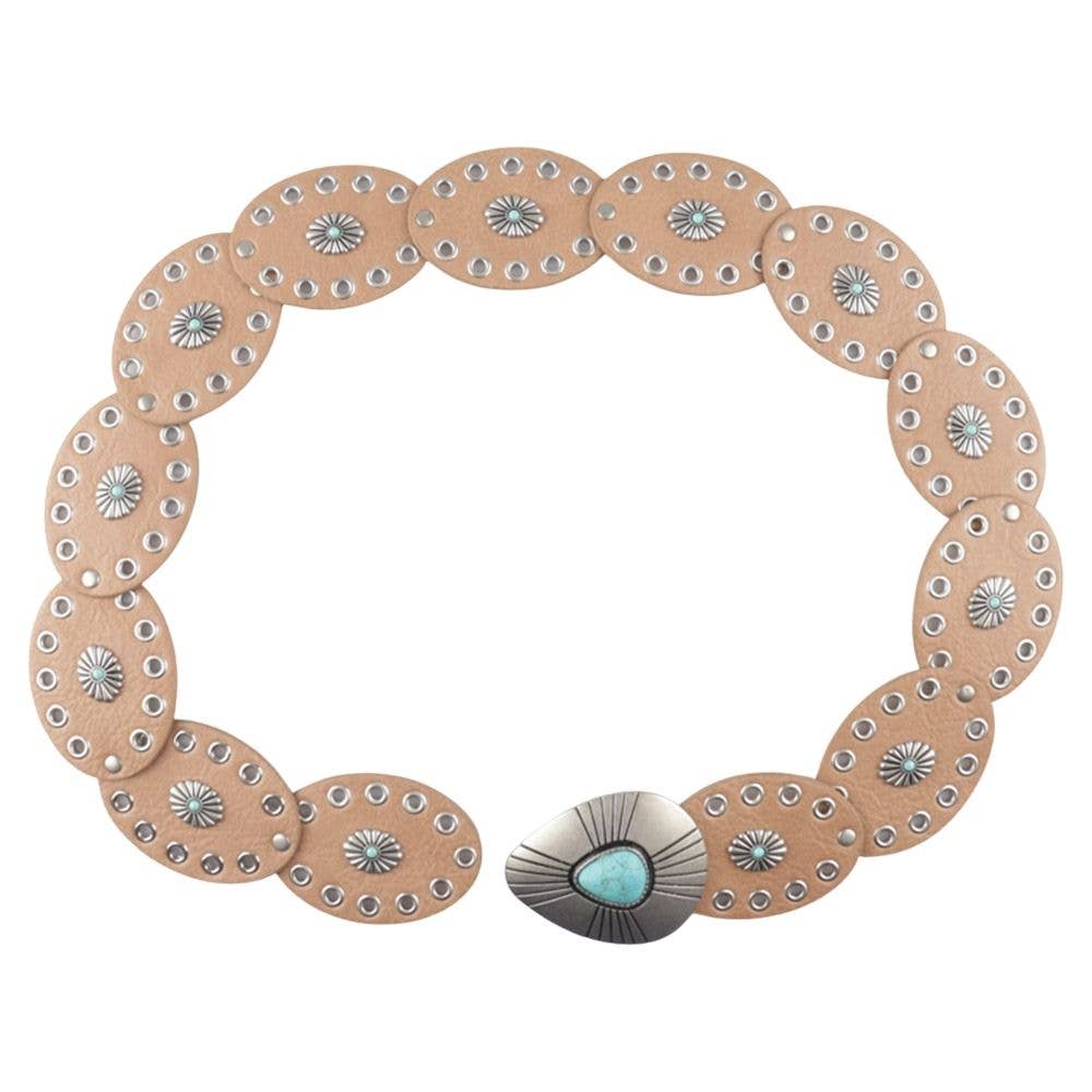KHAKI WESTERN OVAL SHAPE BELT