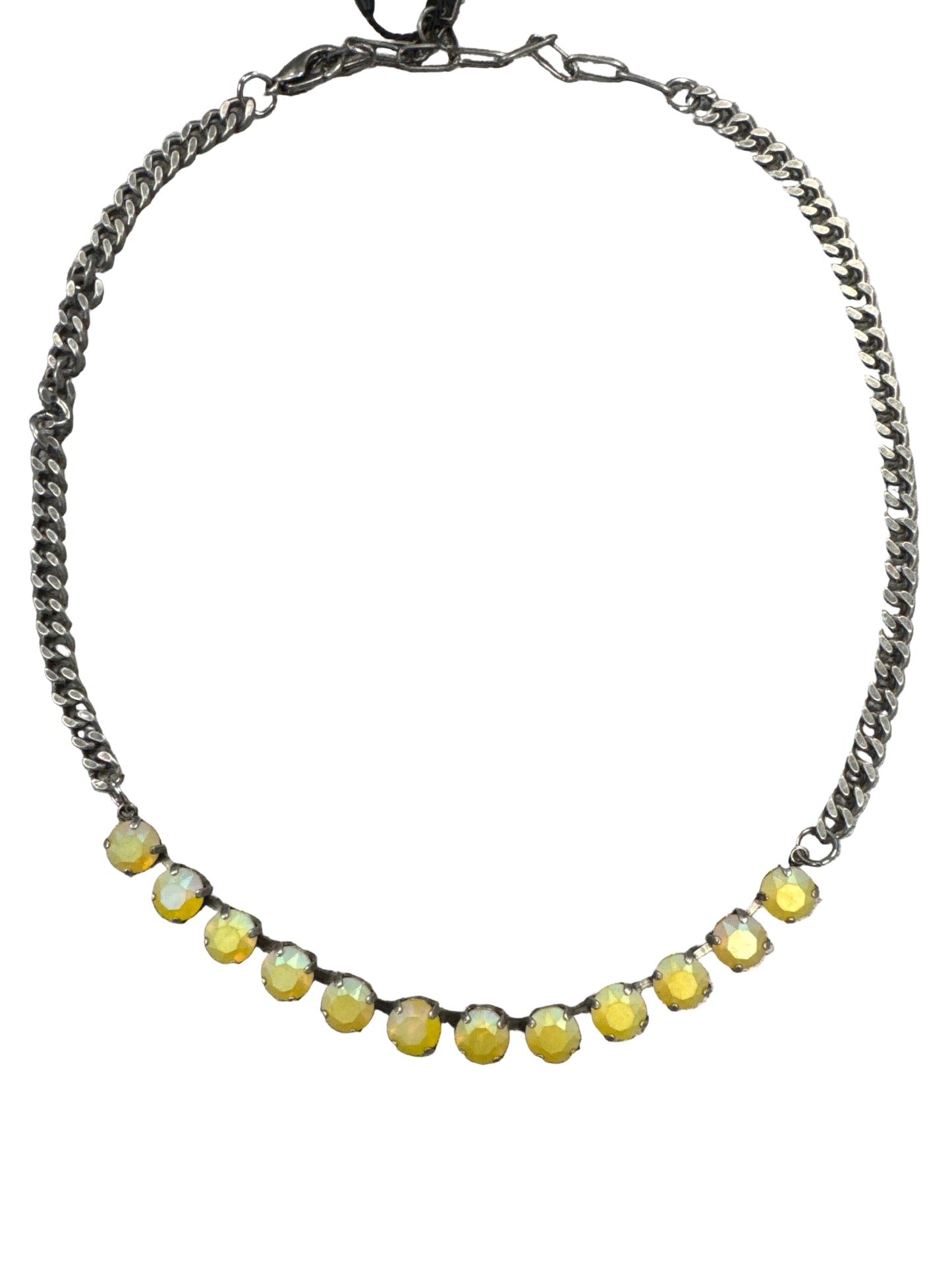 Mini Oakland Necklace-Antique Silver And Yellow Stone