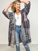 Washed Mix Media Open Front Pocket Cardigan