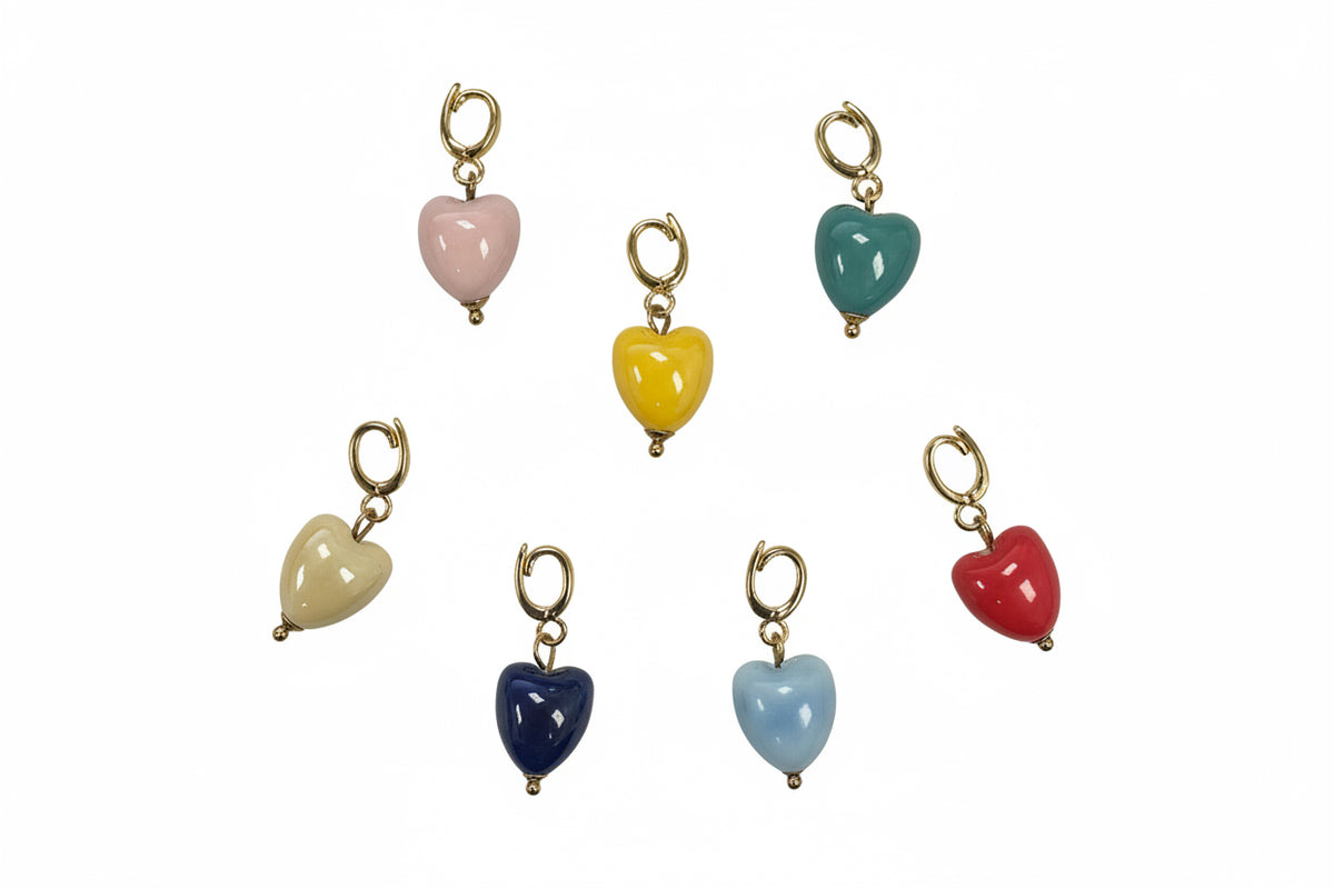 Pearlescent Ceramic Heart Charm