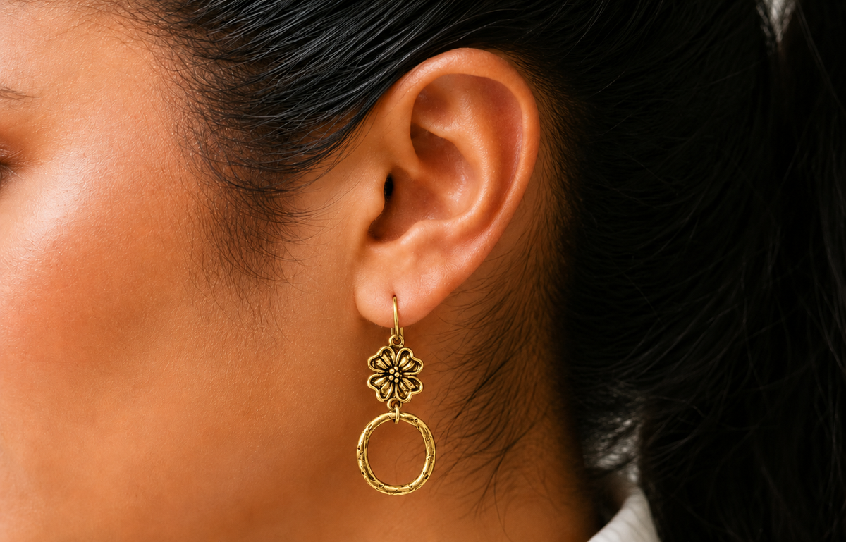 Vintage Reproduction Flower & Hoop Earrings