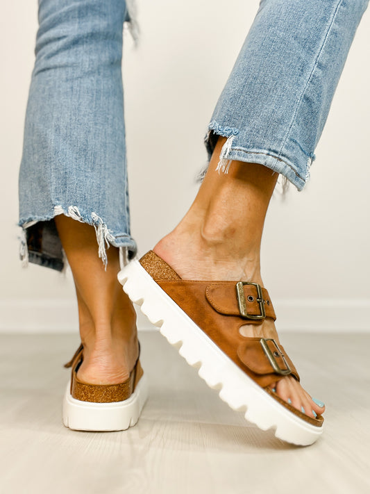 Corkys Rumor Has it Double Buckle Sandal in COGNAC
