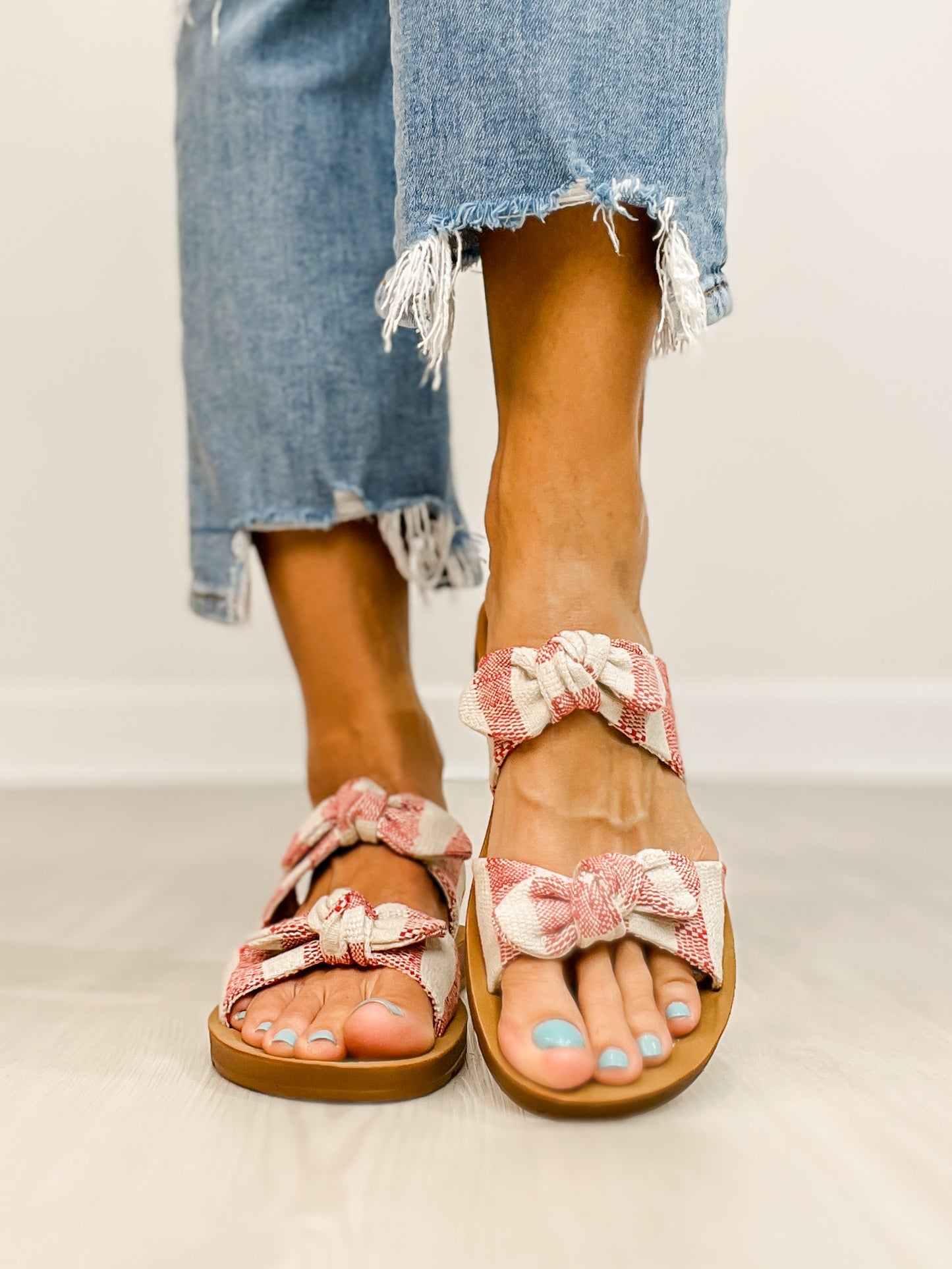 Corkys Take A Bow Sandals RED NATURAL STRIPE