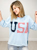 USA Patch 3/4 Sleeve Drop Shoulder Top
