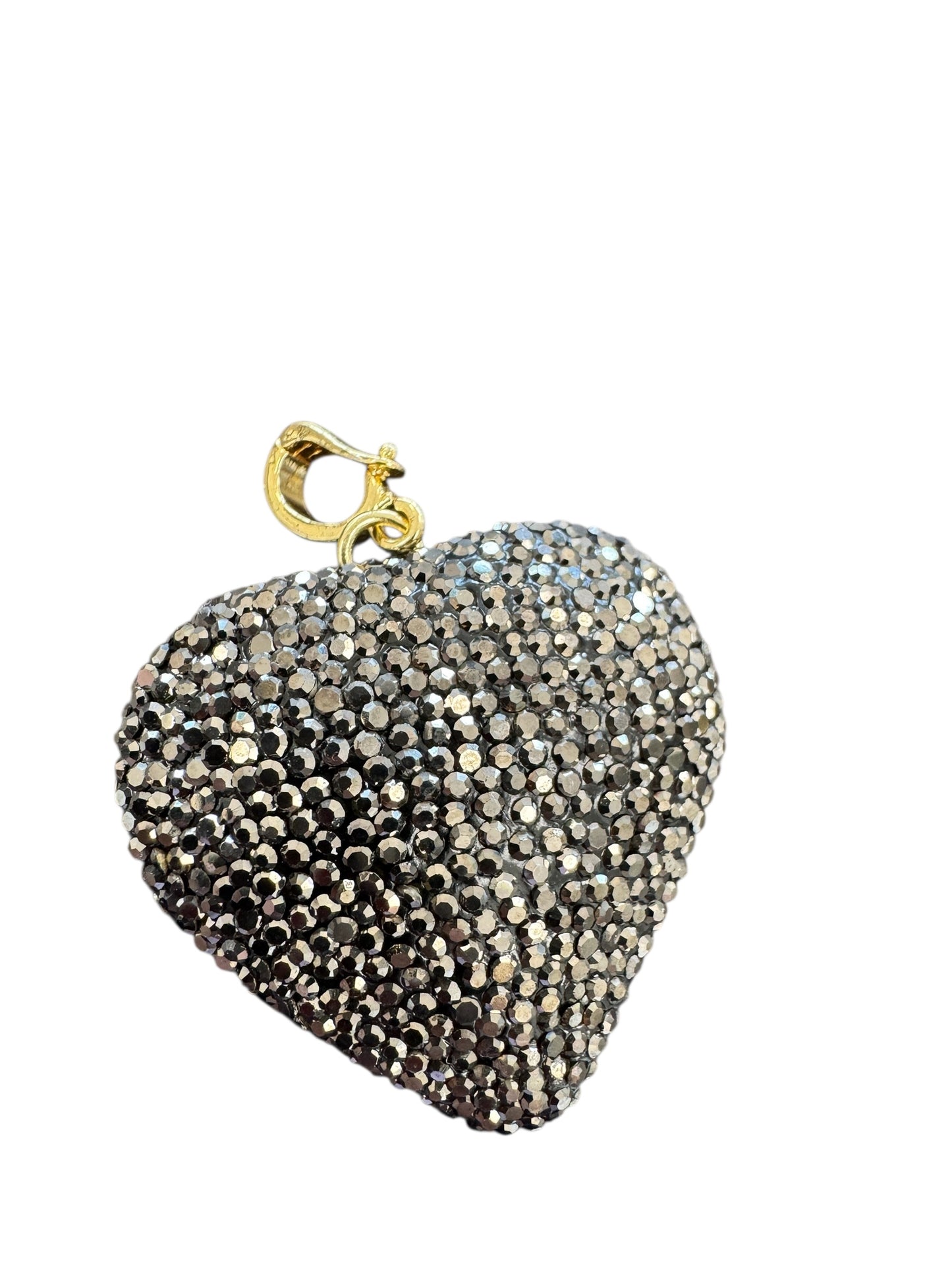 Large Black Pave Crystal Heart Charm