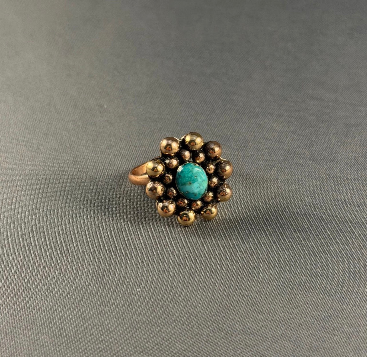 Copper Turquoise Multi Dot Adjustable Ring