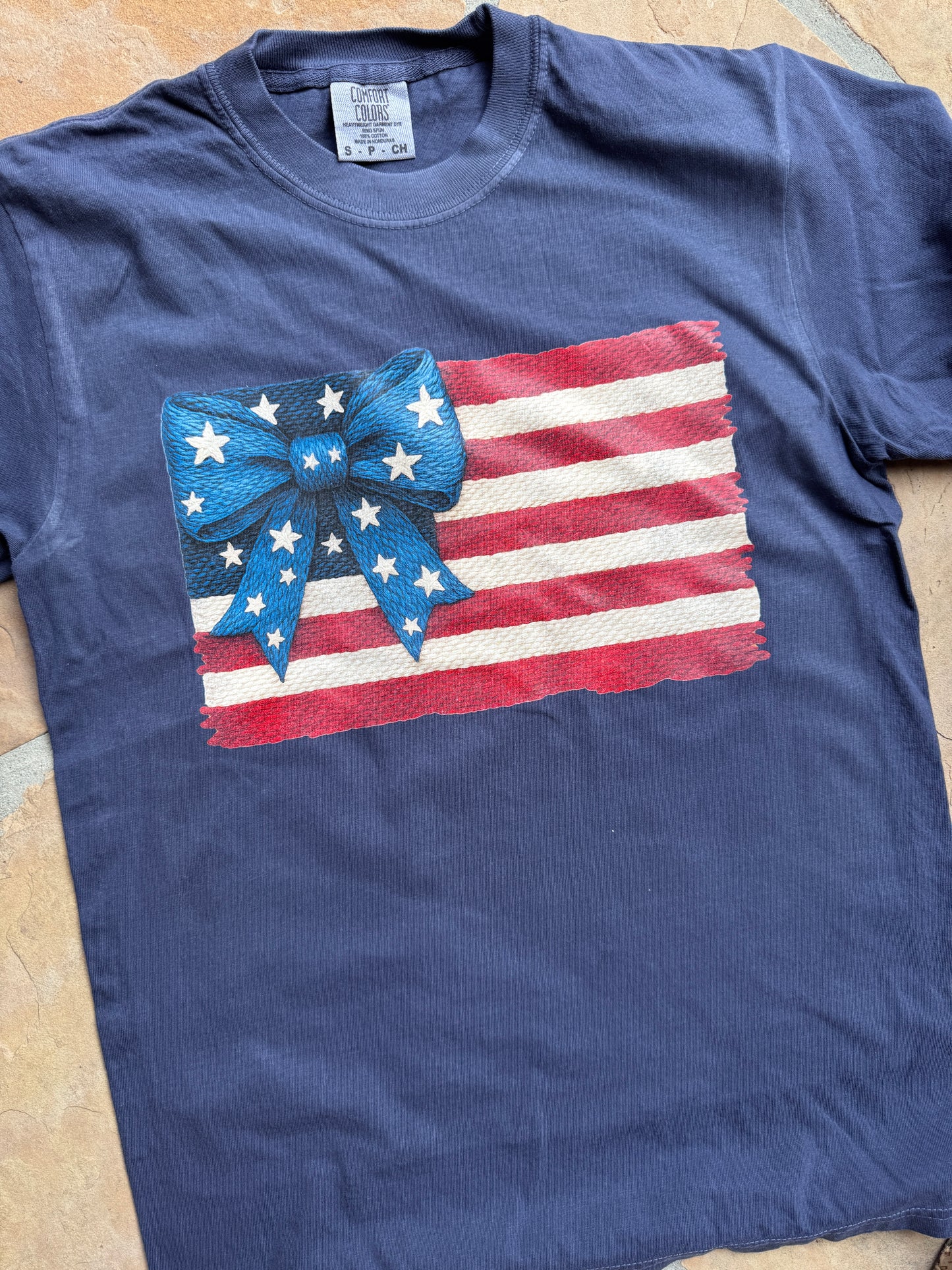 Embroidery Look American Flag Graphic Tee
