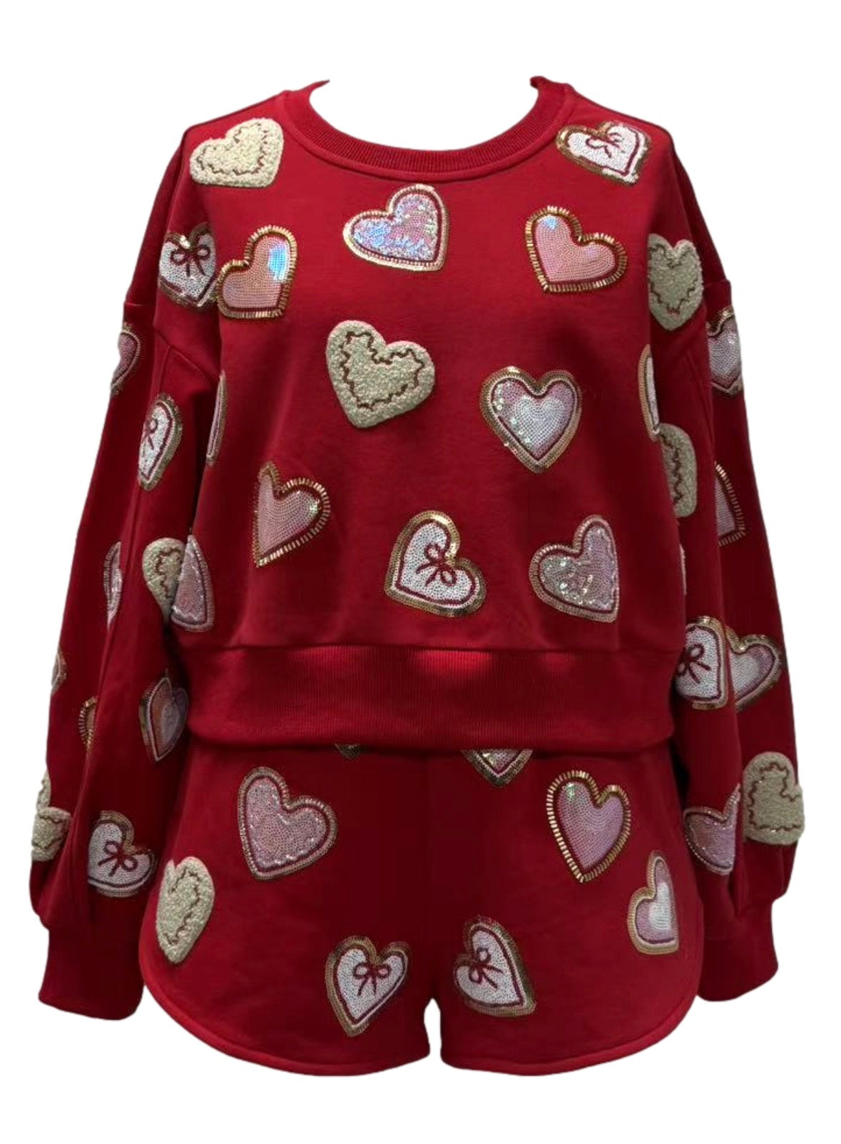 Queen Of Sparkles Red Heart Cookies Cropped Sweatshirt