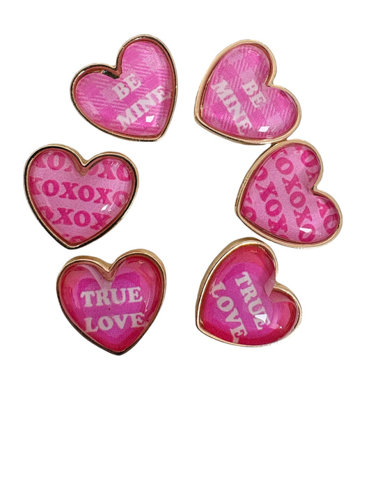 Three Pack - Enamel Heart Conversation Stud Earrings