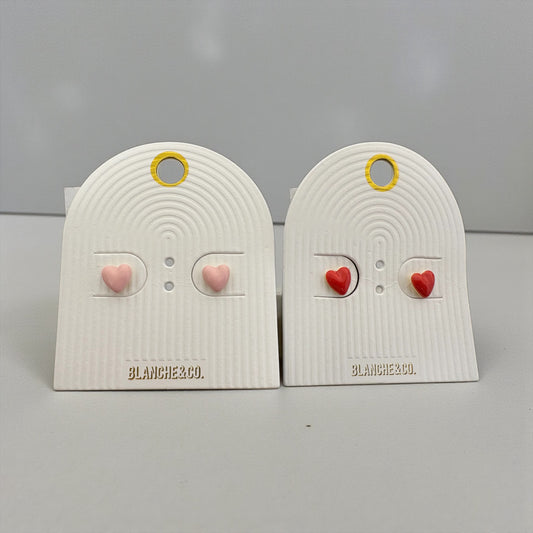 Tiny Enamel Heart Stud Earrings