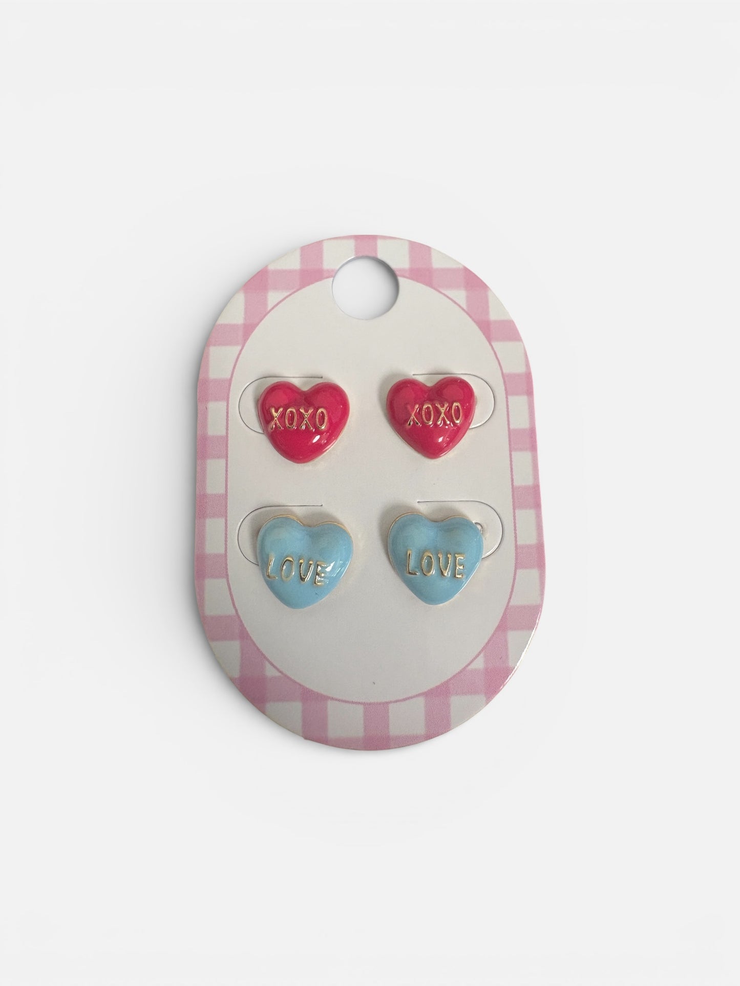 Two Pack Colorful Conversation Heart Stud Earrings