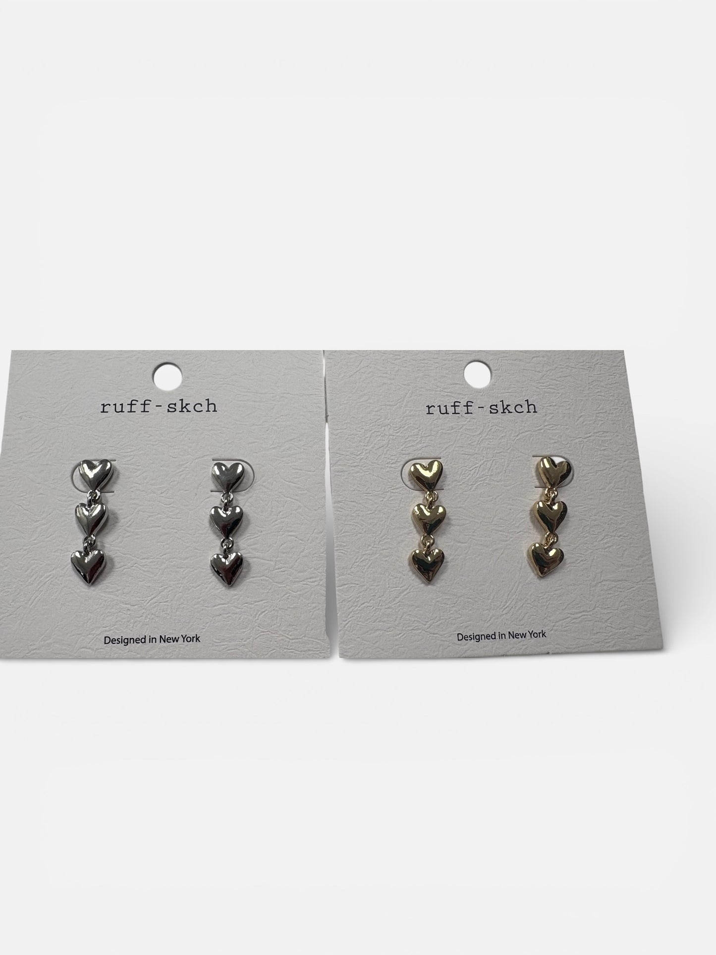 Triple Heart Drop Earrings