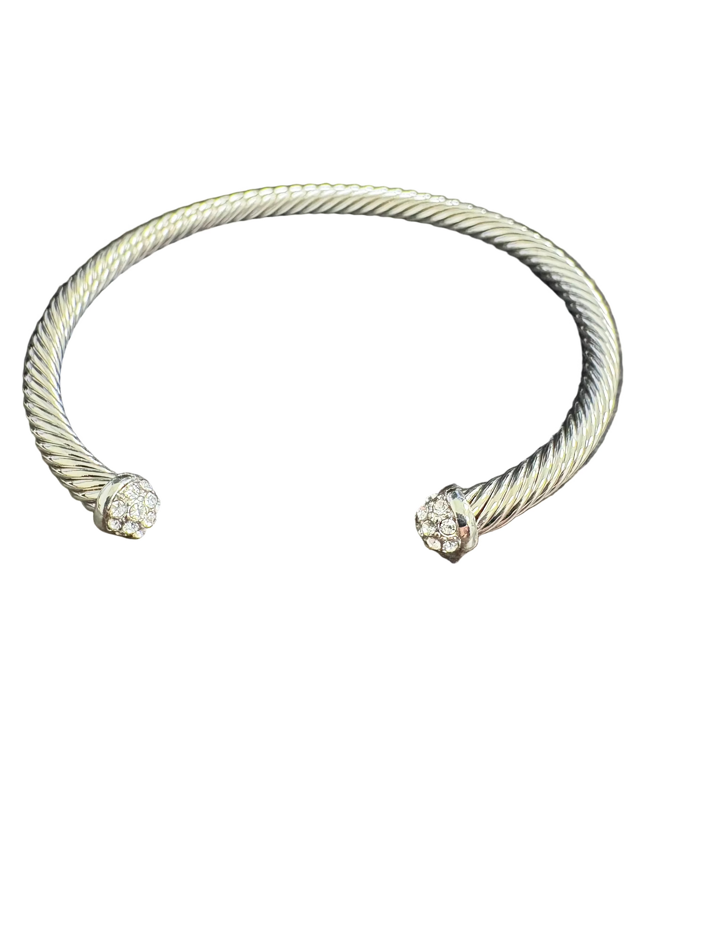 Twisted Cable Cuff Bracelet with Pave Ends