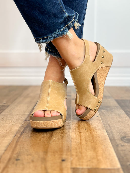 Corkys Carley Wedge Shoes in Taupe Smooth